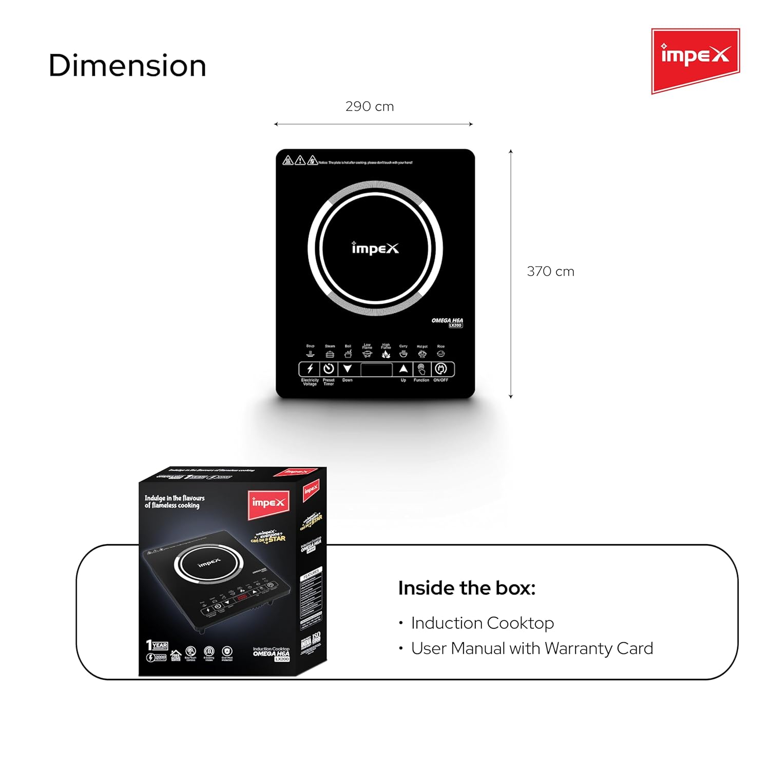 Impex 2000 Watt Induction Cooktop